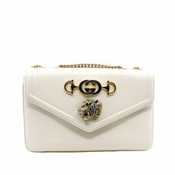 1955 tiger buckle flap chain bag  leather white ghw - L'UXE LINK
