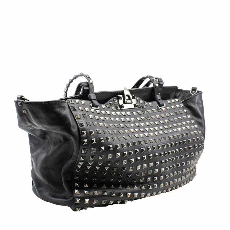 Studded Rockstud Tote Black - L'UXE LINK