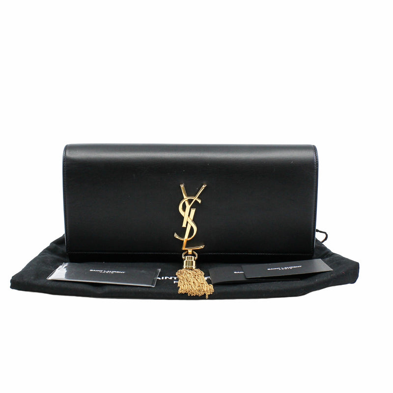 clutch leather black  ghw - L'UXE LINK