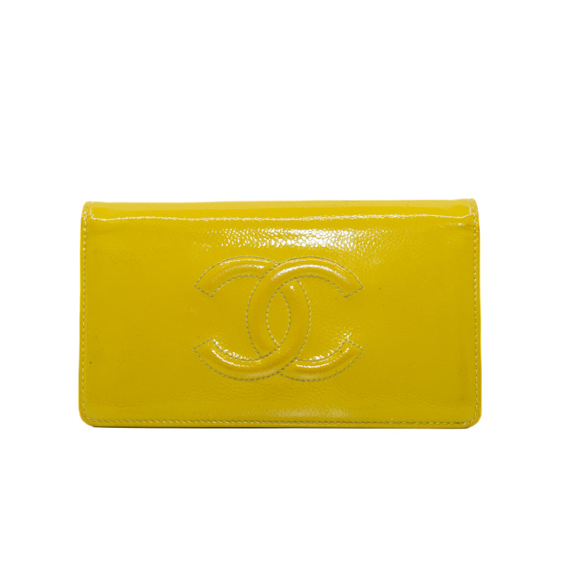 Flap Long Wallet Patent Leather Ginger Yellow Seri 20 - L'UXE LINK