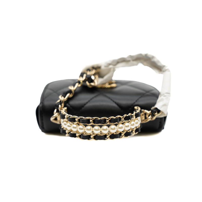 22s mini vanity pearl top handle on chain in lambskin black lghw #TT7Pxxxx