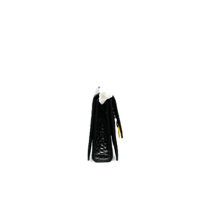 XS Crush Black Crocodile Embossed Calfskin Chain Bag GHW - L'UXE LINK