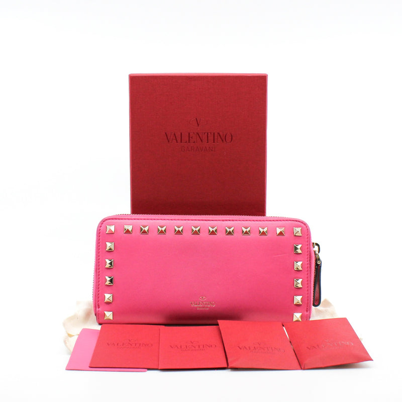 zippy long wallet pink mix gold studs - L'UXE LINK