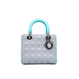 thumbnail medium lady dior in calfskin grey/blue phw 2013