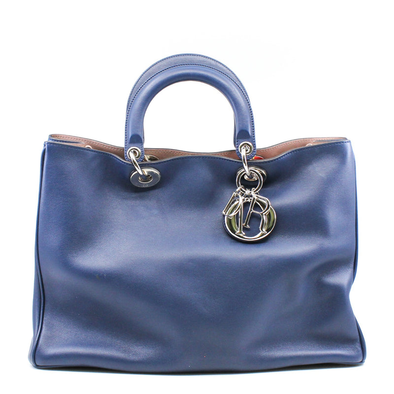 Large Diorissimo In Blue/Nude Pink Calfskin Handbag PHW With Strap - L'UXE LINK