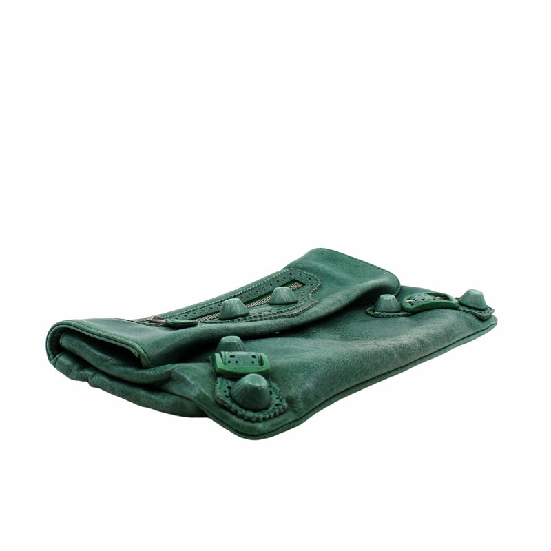 clutch leather green phw - L'UXE LINK