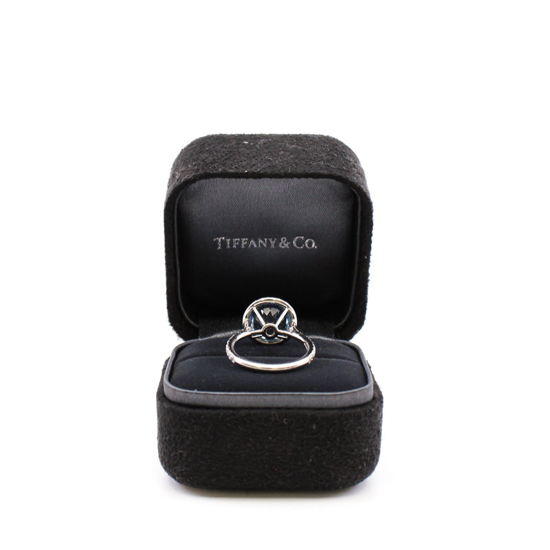pt950 round aquamarine 3.33ct soleste single row ring size 6 - L'UXE LINK