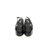 thumbnail quilted cc platform sandals in black lambskin/patent #38