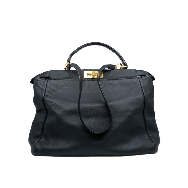 Large Peekaboo Top Handle Bag Black GHW