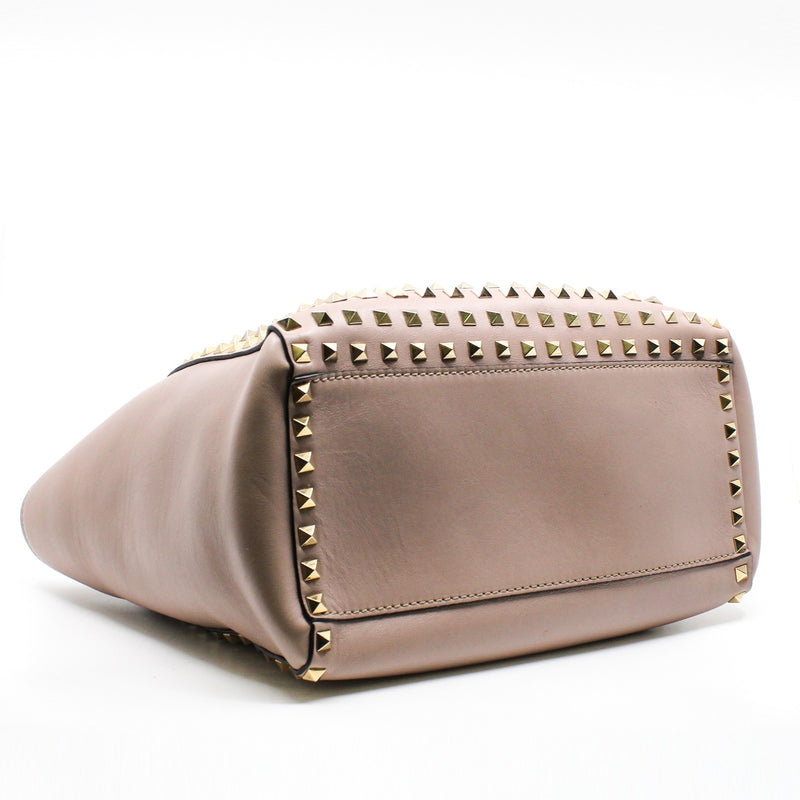 large pink tote with gold color studs ghw - L'UXE LINK