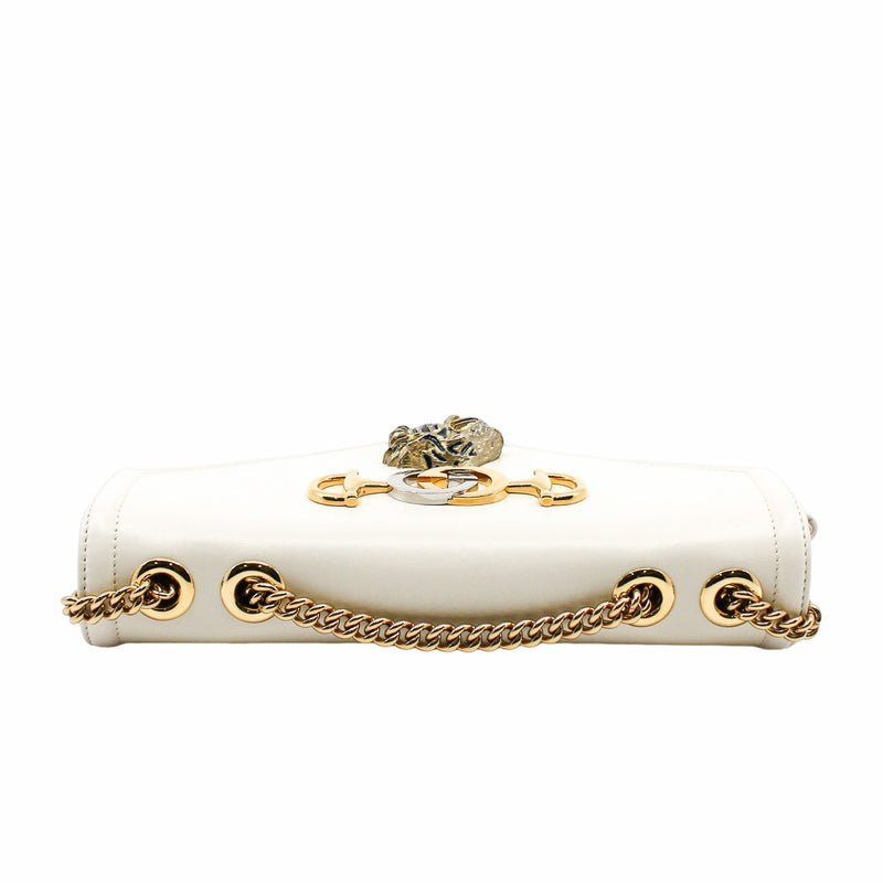 1955 tiger buckle flap chain bag  leather white ghw - L'UXE LINK
