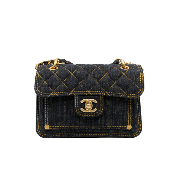 23s Small Flap Bag Dark Blue Denim GHW Seri K90Xxxx - L'UXE LINK
