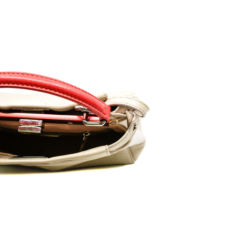Mini Peekaboo Nappa Leather Beige/Red Bag PHW With Strap - L'UXE LINK