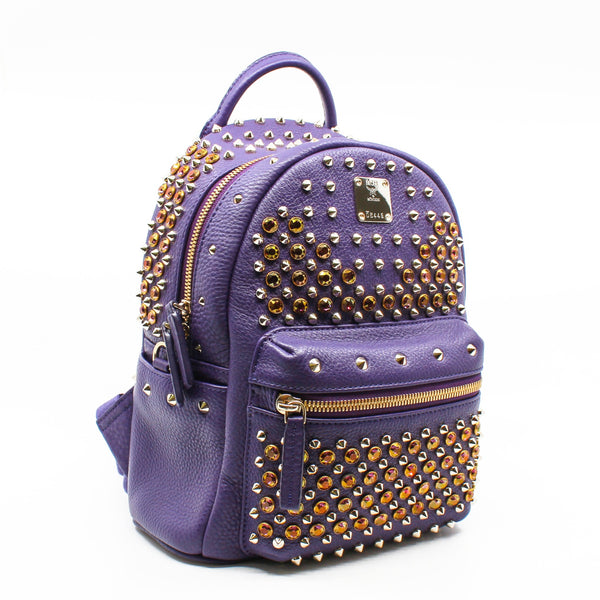 mini pink strass backpack in purple - L'UXE LINK