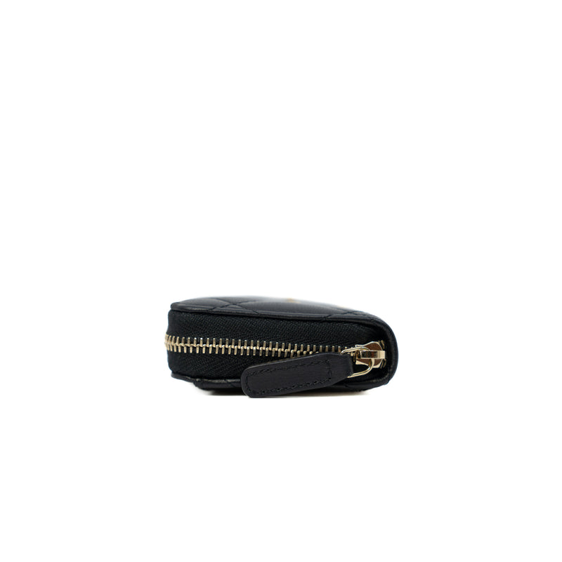 Black Lambskin Lucky Charms Zip Coin Purse - L'UXE LINK