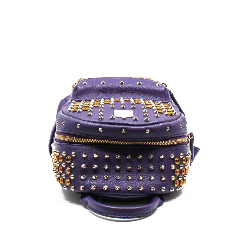 mini pink strass backpack in purple