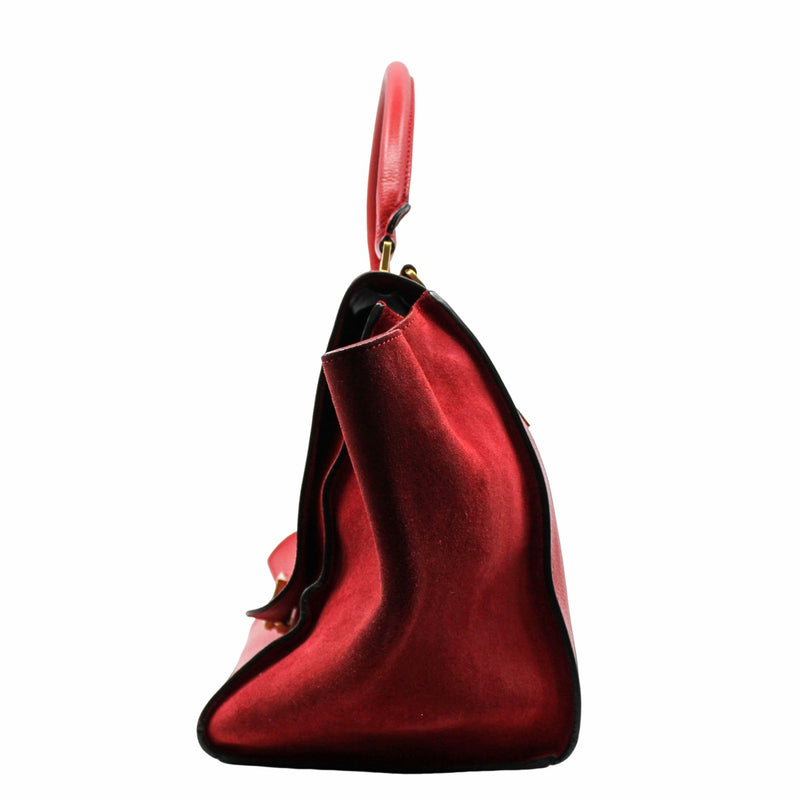 trapeze bag medium leather red ghw - L'UXE LINK
