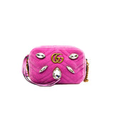 thumbnail GG marmont camera bag velvet pink with crystal ghw