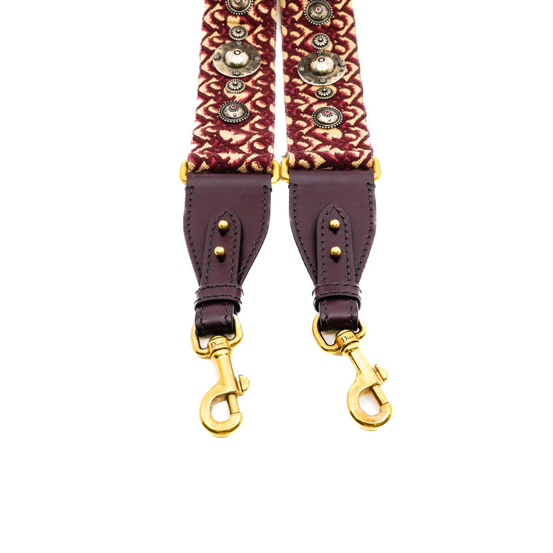 Burgundy Oblique Studded Shoulder Strap - L'UXE LINK