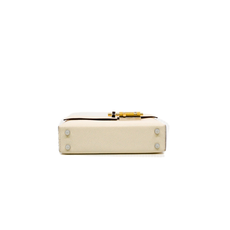 Verrou mini in white goat with enamel buckle PHW stamp Z