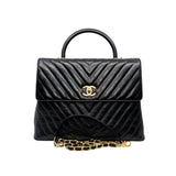 thumbnail large trendy chevron coco handle in black calfskin ghw seri24