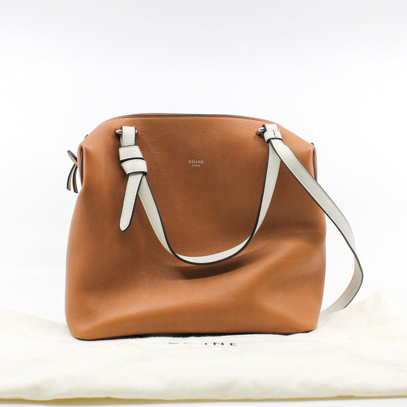 tote brown mix white zippy bag - L'UXE LINK