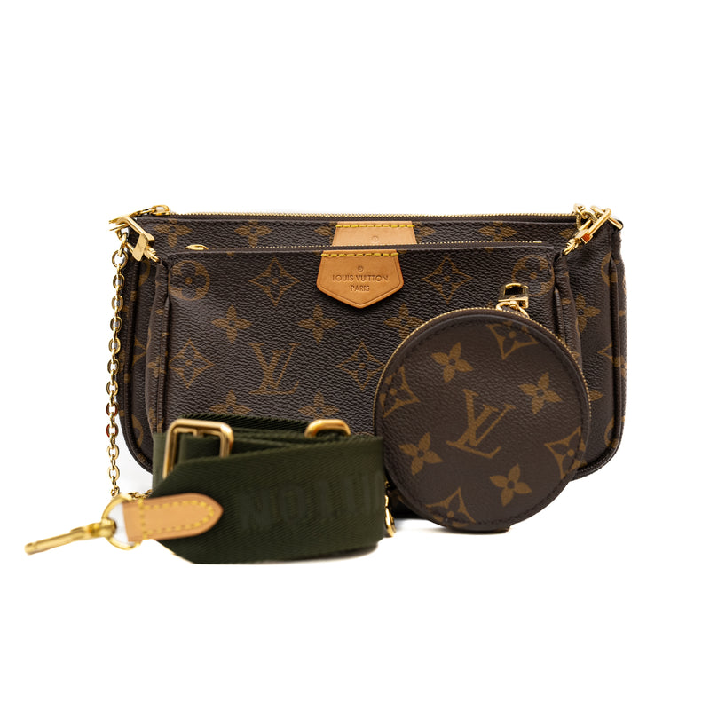 Multi Pochette Accessoires with khaki strap in monogram ghw 2022+