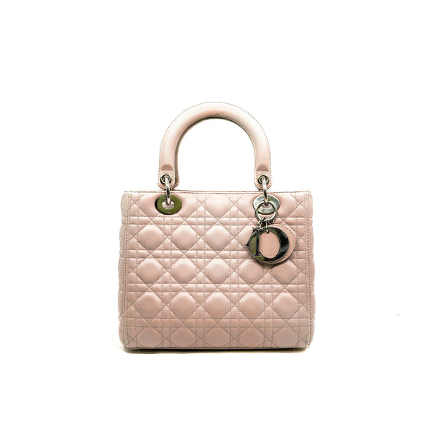 Medium Lady Dior Lambskin Pink Purple Bag PHW With Strap