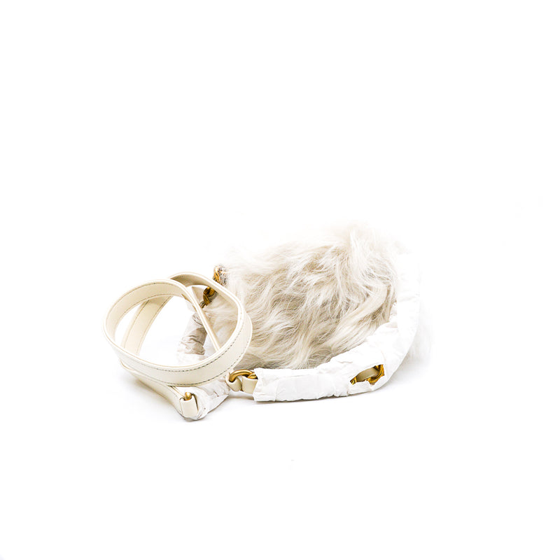 White Shearling And Lambskin Flap Bag GHW - L'UXE LINK