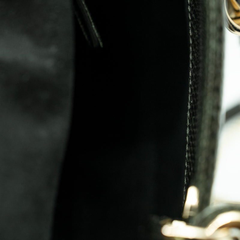 mini lady dior in dark green lizard leather ghw