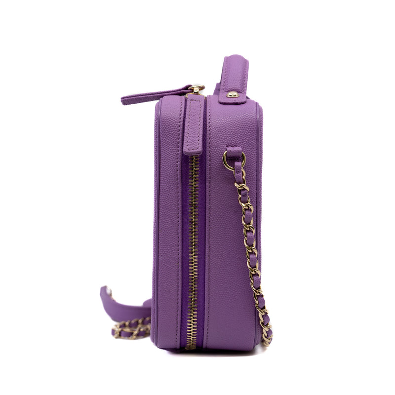 Filigree Purple Caviar Leather Vertical Vanity Case GHW Seri 29 - L'UXE LINK