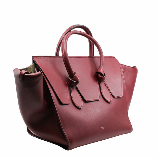 Tie Knot Taille Moyenne Cuir Tote Bag red