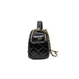 thumbnail top handle bowling bag in black shiny calfskin ghw #G8GTXXXX