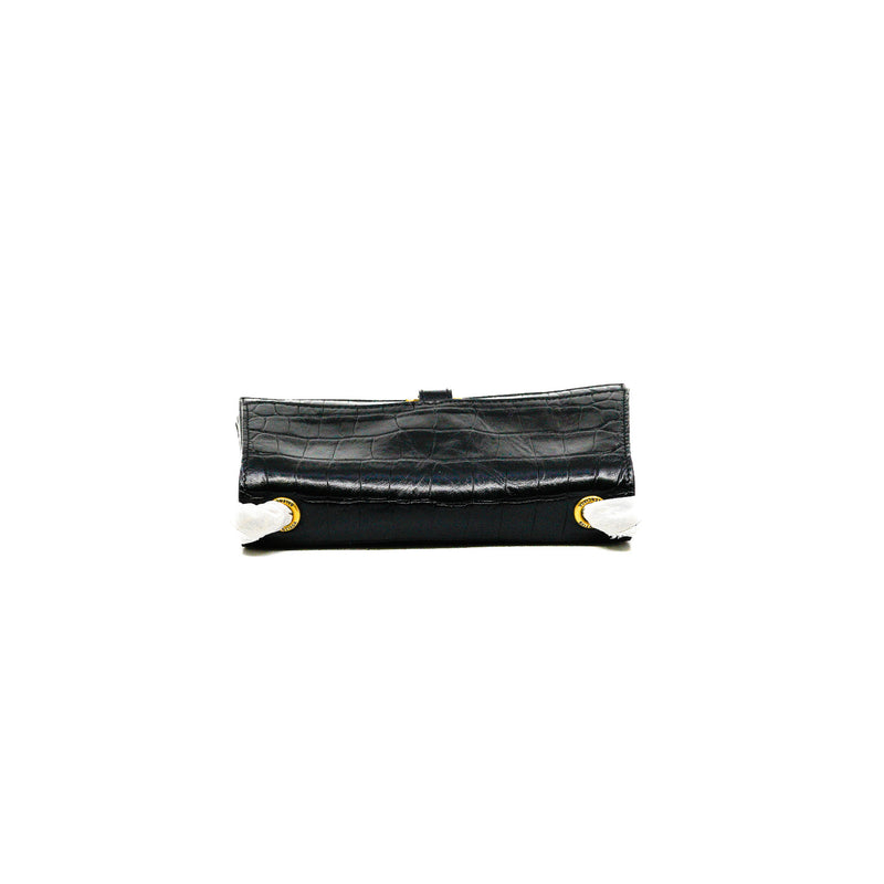 XS Crush Black Crocodile Embossed Calfskin Chain Bag GHW - L'UXE LINK