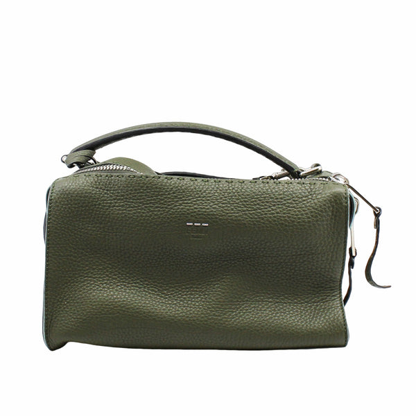 fendi lei boston bag medium  leather grey green phw