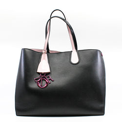 Large Dior Addict In Black/Pink Leather Shopper Tote Bag Pink/SHW - L'UXE LINK