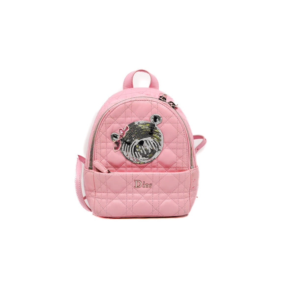 dior bear Cannage mini backpack in pink PHW