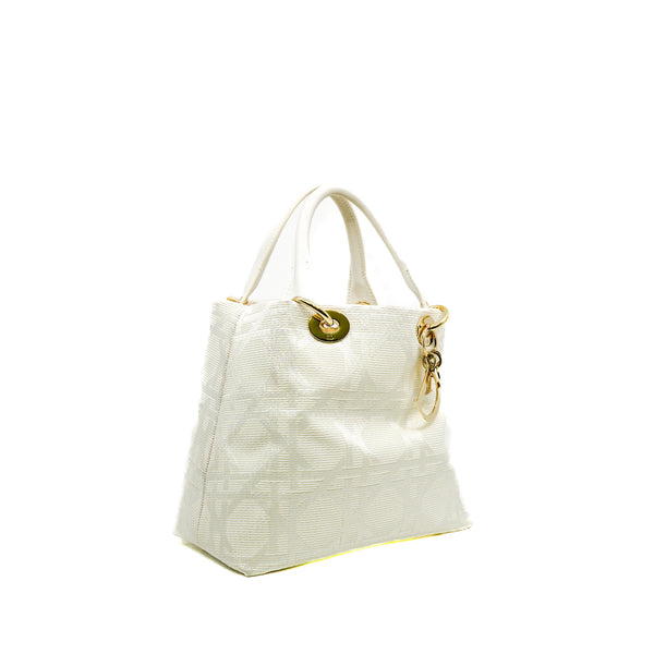 Canvas Cannage White Small Soft Lady Dior Shopping Tote GHW - L'UXE LINK