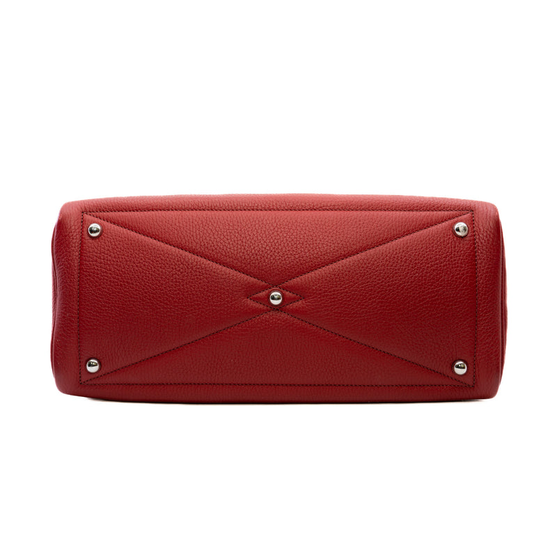 Victoria 35 Buckle Bag Clemence Leather Red PHW Q Stamp - L'UXE LINK