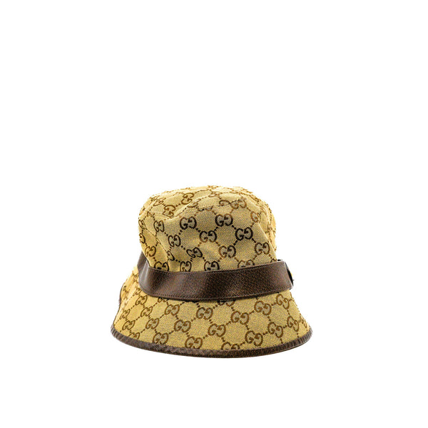 Small GG Canvas In Beige/Brown Bucket Hat 57cm - L'UXE LINK