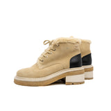 thumbnail ankle boots with fur in beige suede #37