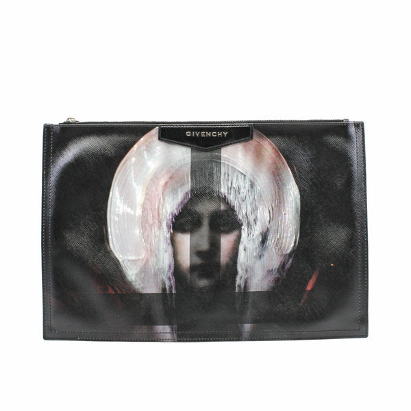 Zipped clutch black Printed Coated Canvas - L'UXE LINK