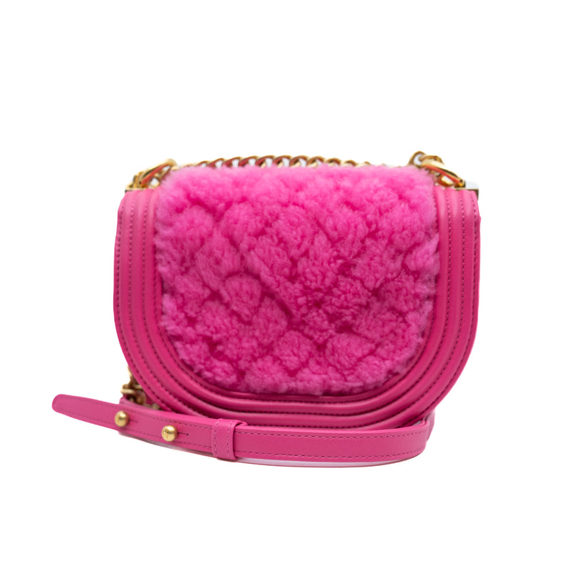 leboy curved messenger bag in fur leather pink ghw #X0N0xxxx