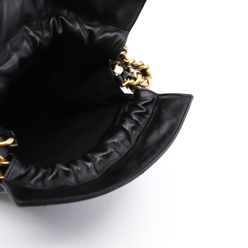 Medium Classic Black Lambskin Leather Pocket Bag GHW With Chain Seri 30 - L'UXE LINK