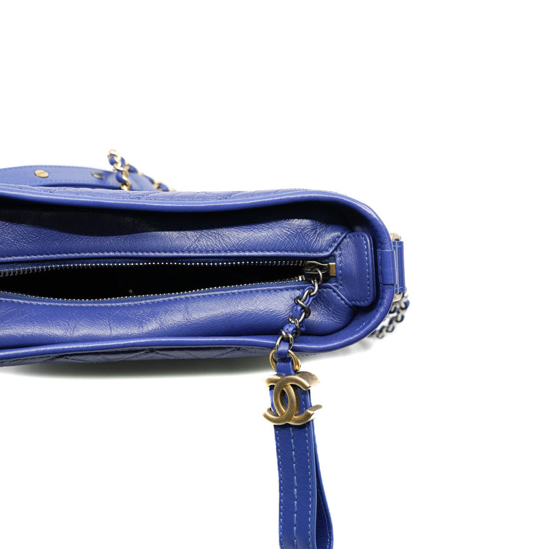 Small Calfskin Gabrielle Hobo Crossbody Bag in blue GHW