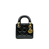 thumbnail mini lady dior in black patent ghw
