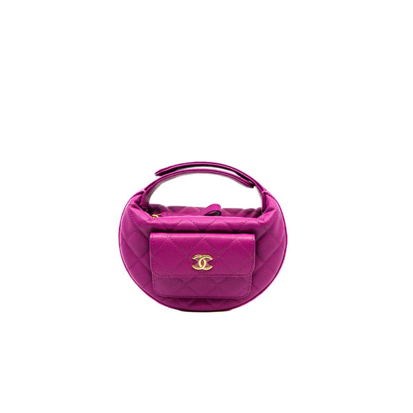 Quilted polly in purple caviar leather bag