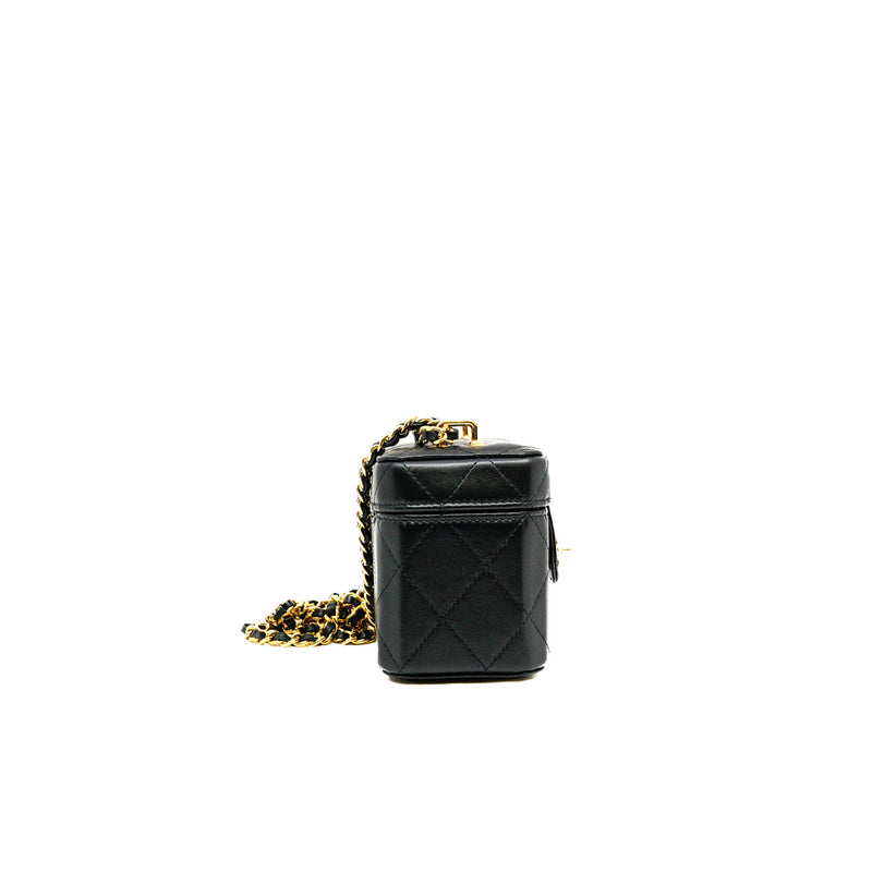Mini Vanity Case In Black Lambskin GHW With Chain Seri ELE3XXXX