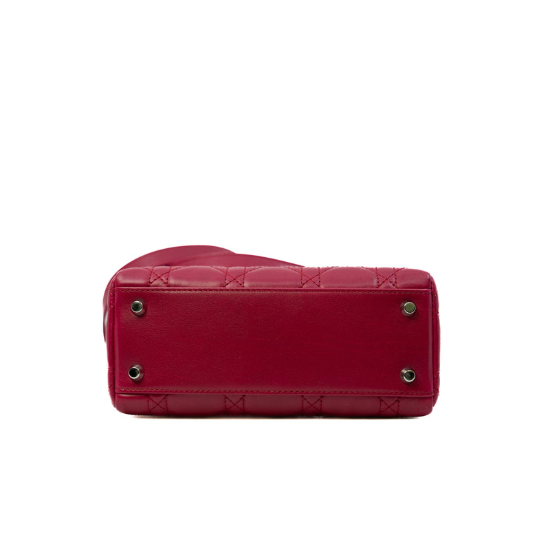 Mini Lady Dior In Fuchsia Lambskin Cannage Bow Handbag PHW - L'UXE LINK