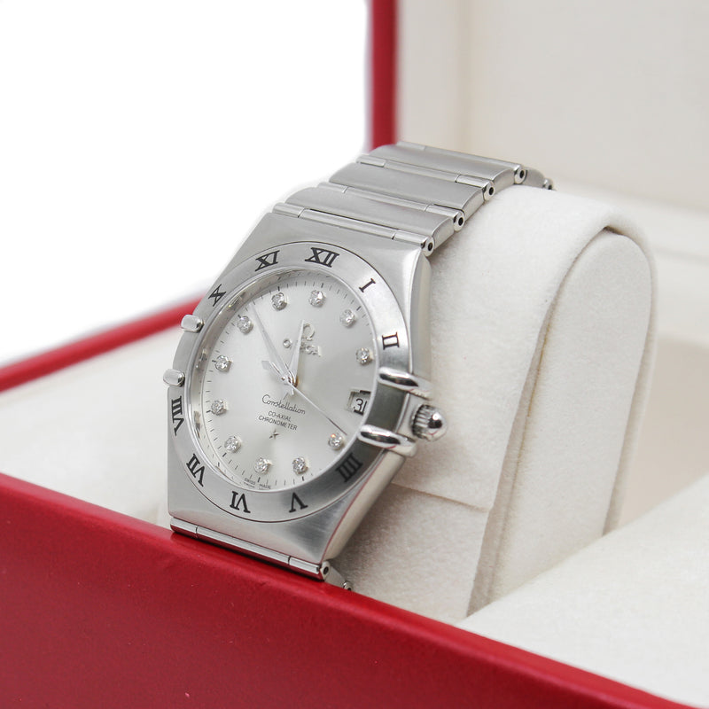 36mm constellation pearl dial diamond watch steel band #O1111O362052001 - L'UXE LINK